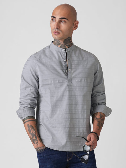 DOBBY STRIPED TAILORED KURTA - Kurta - 260134895