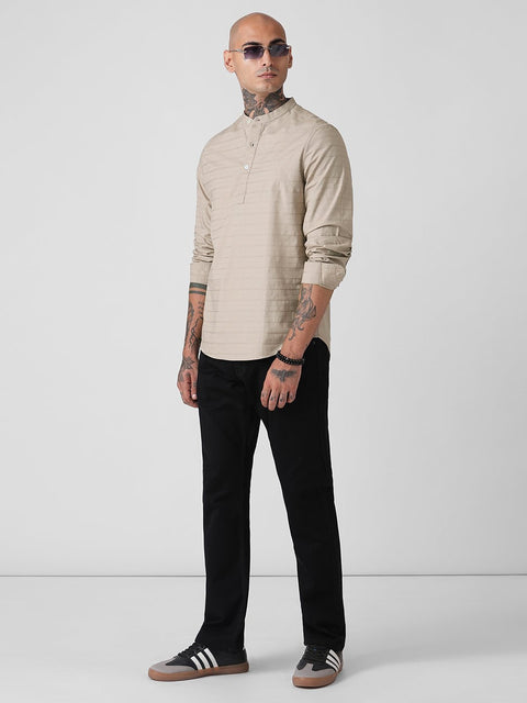DOBBY STRIPED TAILORED KURTA - Kurta - 260134885