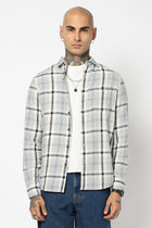 DUSTY BLUE TARTAN CHECKERED SHIRT-Shirt - 250230478