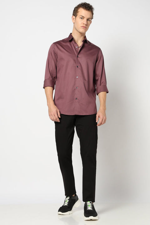 Dusty Pink Solid Satin Shirt - Shirt - 250631597