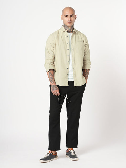 ECRU PLAIN COTTON SHIRT-Shirt - 251134165