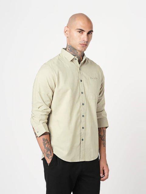 ECRU PLAIN COTTON SHIRT-Shirt - 251134165