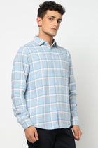 ELARIO Light Blue Checkered Shirt - Shirt - 250330973