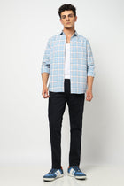 ELARIO Light Blue Checkered Shirt - Shirt - 250330973