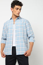 ELARIO Light Blue Checkered Shirt - Shirt - 250330973