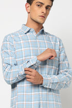 ELARIO Light Blue Checkered Shirt - Shirt - 250330973