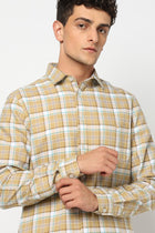 ELARIO Light Khakhi Checkered Shirt - Shirt - 250330978