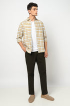 ELARIO Light Khakhi Checkered Shirt - Shirt - 250330978
