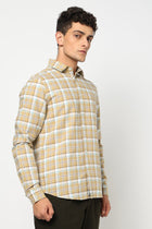 ELARIO Light Khakhi Checkered Shirt - Shirt - 250330978