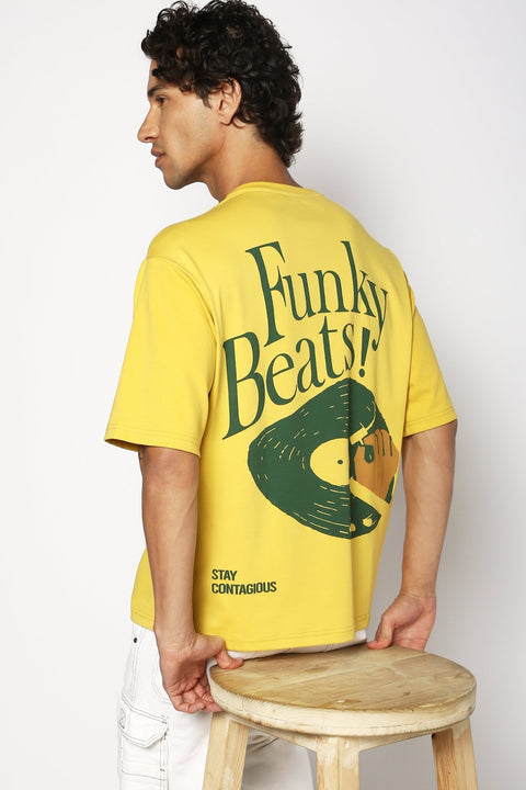 Funky Beats Printed Oversized T-shirt - T-Shirt - 2409300674