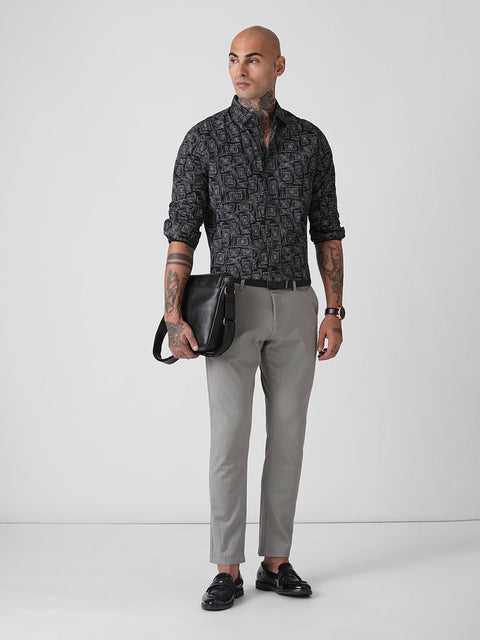 GEOMETRIC PRINT SLUB SHIRT-Shirt - 251134230