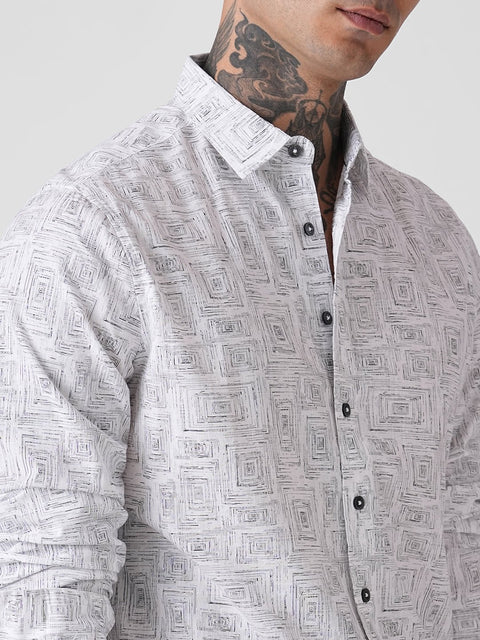 GEOMETRIC PRINT SLUB SHIRT-Shirt - 251134225