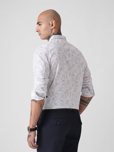 GEOMETRIC PRINT SLUB SHIRT-Shirt - 251134225