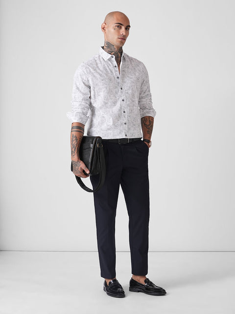 GEOMETRIC PRINT SLUB SHIRT-Shirt - 251134225