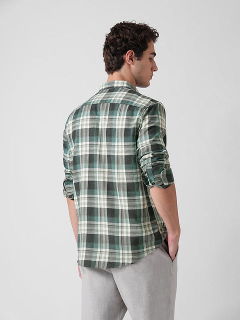 GREEN CHECKED DOBBY COTTON SHIRT-Shirt - 251134111
