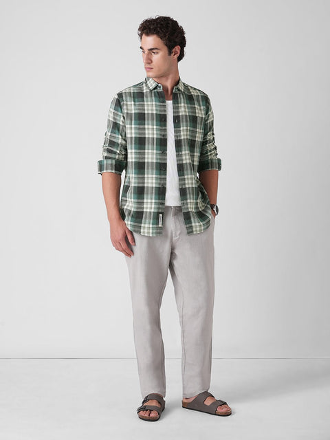 GREEN CHECKED DOBBY COTTON SHIRT-Shirt - 251134111