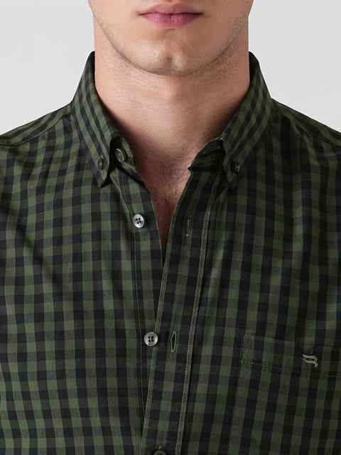 GREEN CHECKERED COTTON SHIRT-Shirt - 260134586