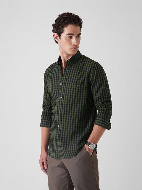 GREEN CHECKERED COTTON SHIRT-Shirt - 260134586