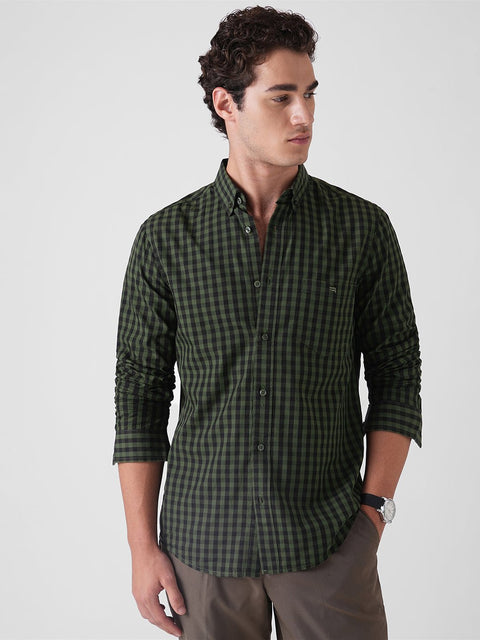 GREEN CHECKERED COTTON SHIRT-Shirt - 260134586