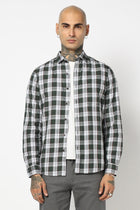 GREEN CHECKERED FULL SLEEVE TAILORED FIT SHIRT-Shirt - 250731692