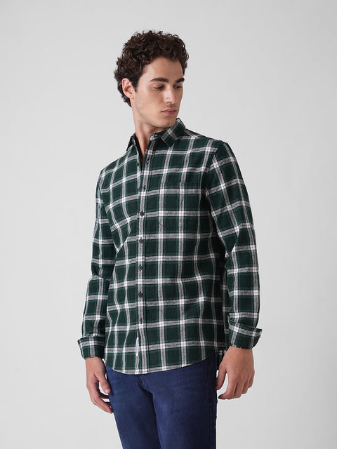 GREEN CHECKERED SLUB COTTON SHIRT-Shirt - 251032898