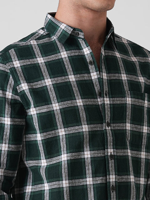 GREEN CHECKERED SLUB COTTON SHIRT-Shirt - 251032898