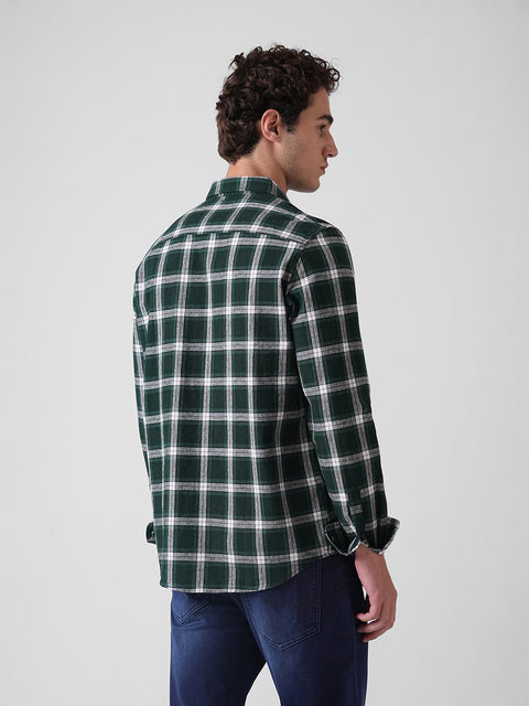 GREEN CHECKERED SLUB COTTON SHIRT-Shirt - 251032898