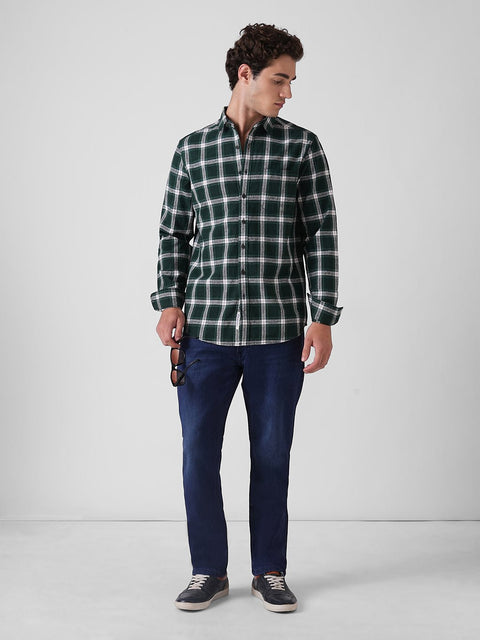 GREEN CHECKERED SLUB COTTON SHIRT-Shirt - 251032898