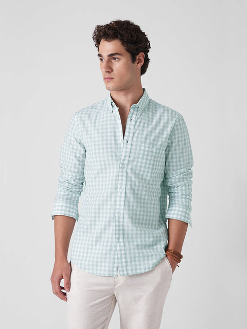 GREEN CHECKERED TAILORED SHIRT-Shirt - 260134571