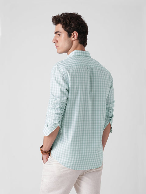 GREEN CHECKERED TAILORED SHIRT-Shirt - 260134571