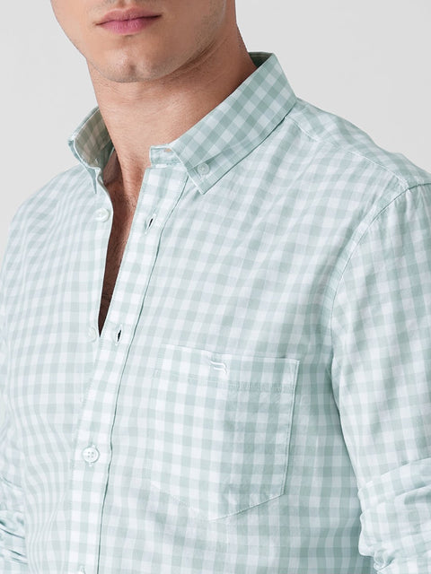GREEN CHECKERED TAILORED SHIRT-Shirt - 260134571