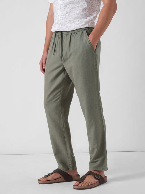 GREEN ELASTICATED TRAVELLER TROUSER - Trousers - 260140031