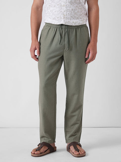 GREEN ELASTICATED TRAVELLER TROUSER - Trousers - 260140031