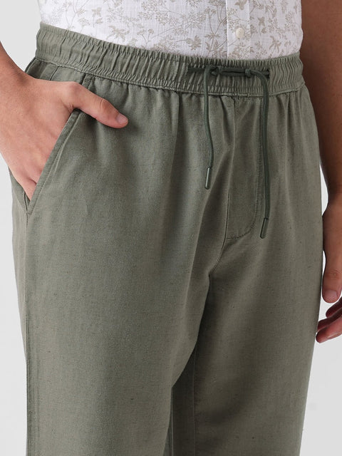 GREEN ELASTICATED TRAVELLER TROUSER - Trousers - 260140031