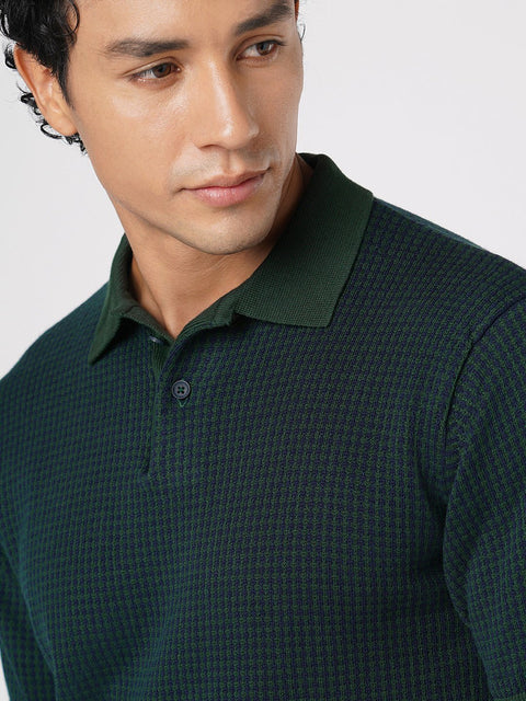 GREEN FLATKNIT STRUCTURED POLO - T Shirt - 250830756