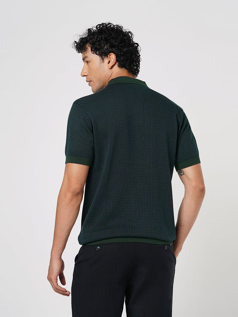 GREEN FLATKNIT STRUCTURED POLO - T Shirt - 250830756