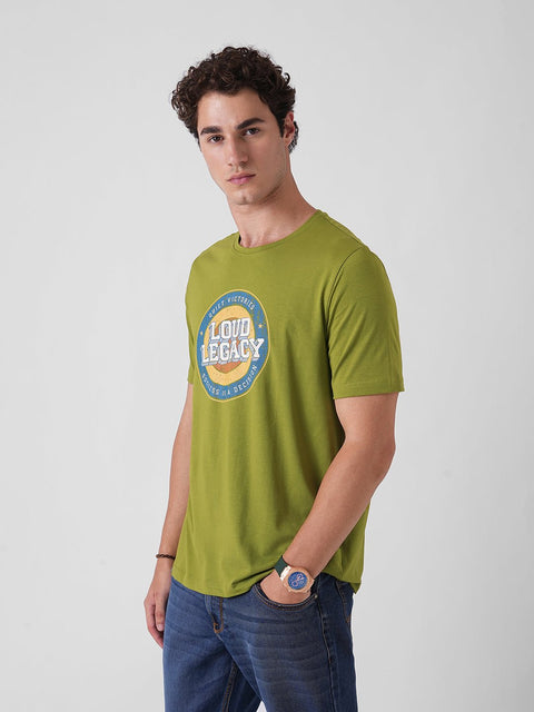 GREEN GRAPHIC ROUND NECK T - SHIRT - T Shirt - 250930878