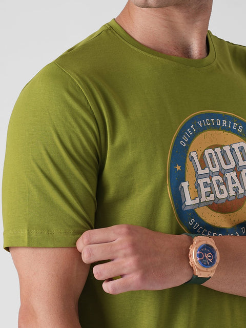 GREEN GRAPHIC ROUND NECK T - SHIRT - T Shirt - 250930878