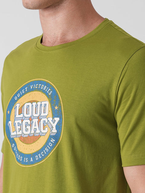 GREEN GRAPHIC ROUND NECK T - SHIRT - T Shirt - 250930878