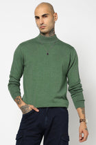 GREEN HIGH NECK FLATKNIT PULLOVER - T Shirt - 250960211
