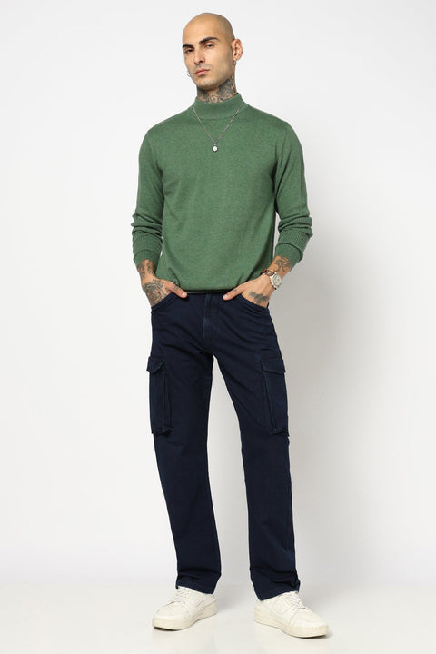 GREEN HIGH NECK FLATKNIT PULLOVER - T Shirt - 250960211