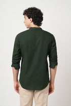 GREEN PLAIN MANDARIN COLLAR KURTA - Kurta - 240126523