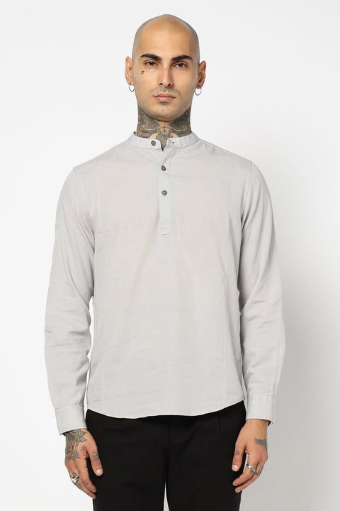 GREEN PLAIN MANDARIN COLLAR KURTA - Kurta - 240126593