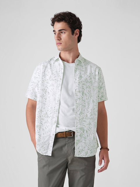 GREEN PRINTED SLUB SHIRT-Shirt - 260134811
