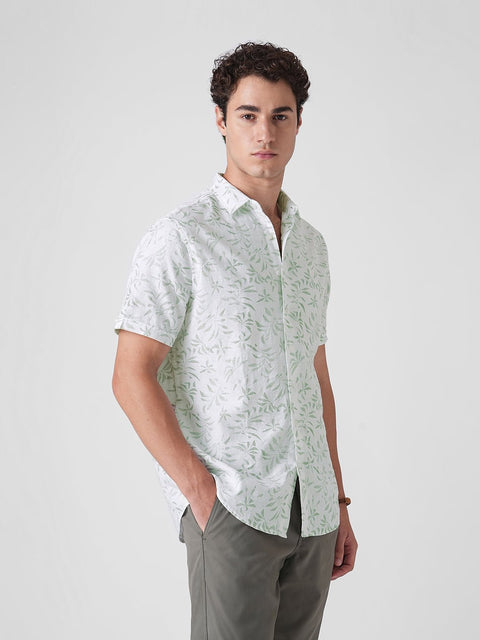GREEN PRINTED SLUB SHIRT-Shirt - 260134811