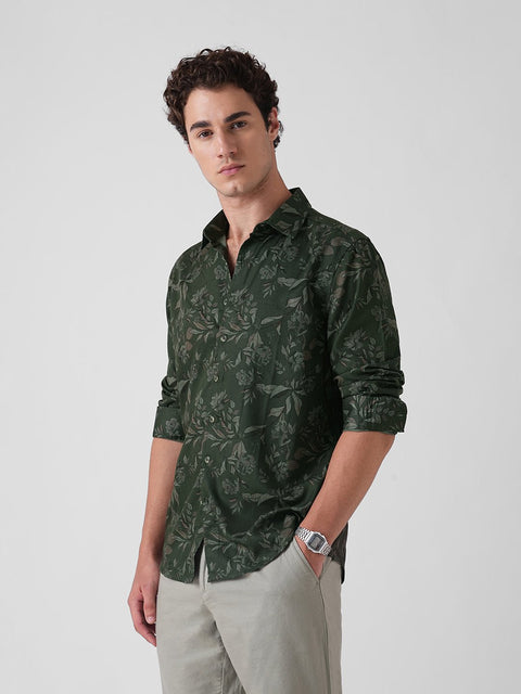 GREEN PRINTED TWILL SHIRT-Shirt - 251134096