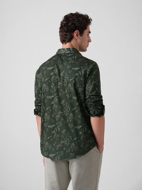GREEN PRINTED TWILL SHIRT-Shirt - 251134096
