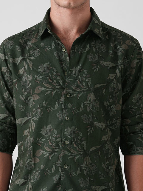 GREEN PRINTED TWILL SHIRT-Shirt - 251134096