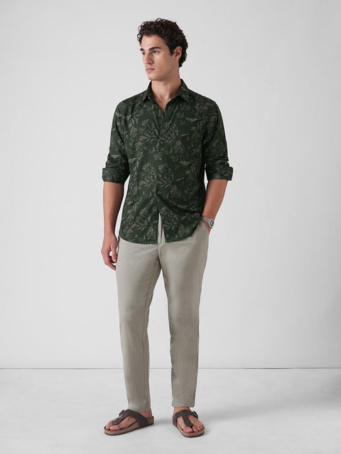 GREEN PRINTED TWILL SHIRT-Shirt - 251134096