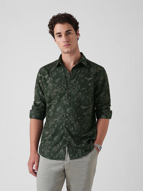 GREEN PRINTED TWILL SHIRT-Shirt - 251134096